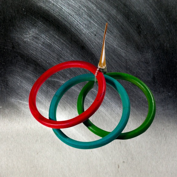 Vintage Wood Bangle Set - Picture 4 of 12